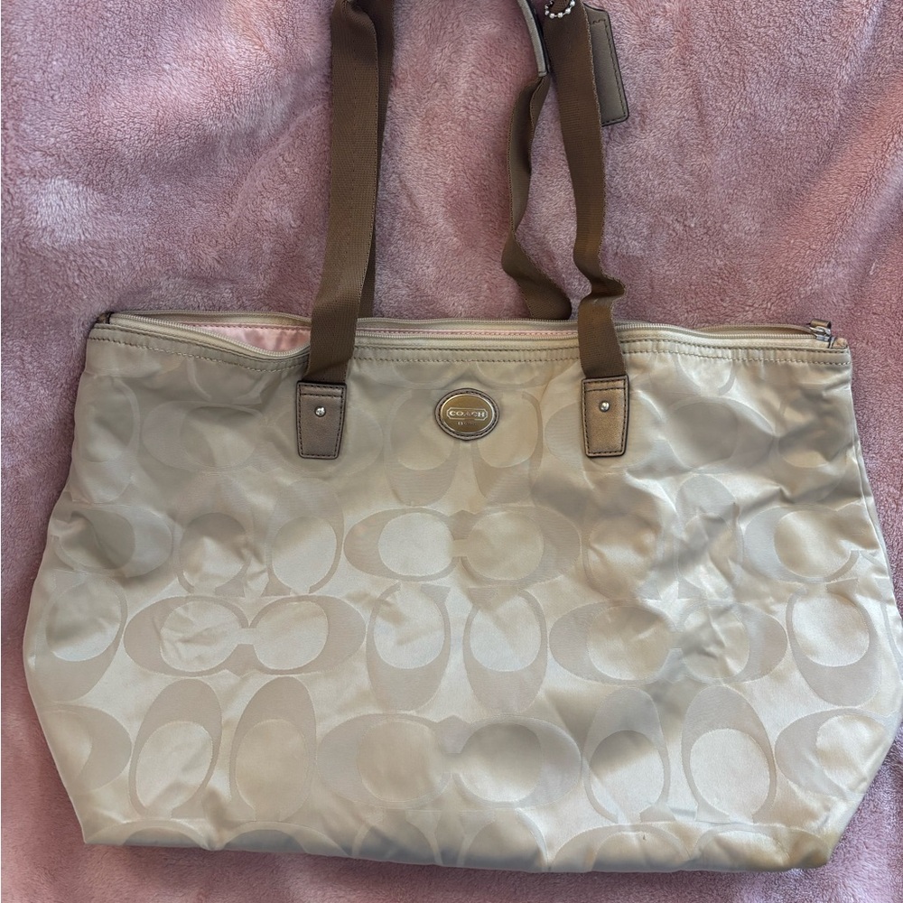 Coach Getaway Signature Nylon Tote + Cosmetic Bag